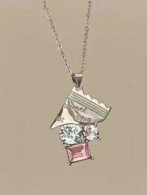 Candy Wrapper Dopamine Necklace • Pink & Blue Stones • Y2K Aesthetic
